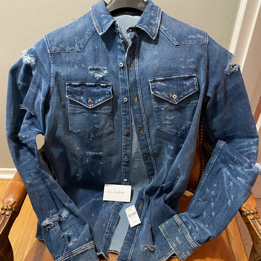 Sold...Amiri distressed denim shirt...new w/tag